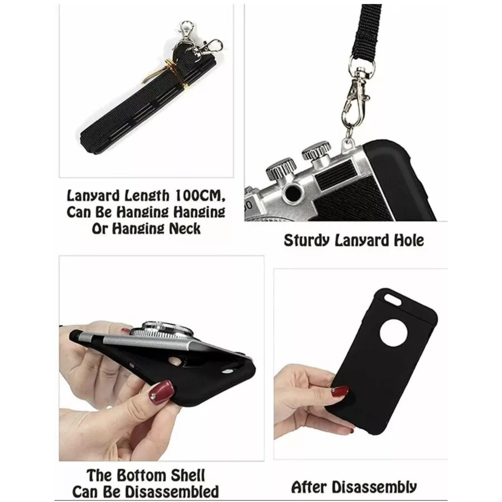 NIB Claire's Black Glitter‎ Camera Phone Case w/ Strap - Fits iPhone 13 Pro Max - Picture 4 of 6